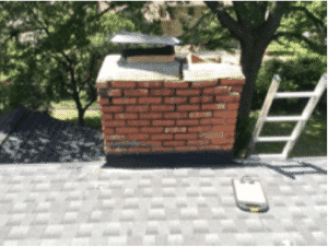 Chimney storm damage before masonry work Chimney storm damage before masonry work