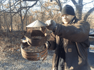 Utility flue cap broken into pieces Utility flue cap broken into pieces