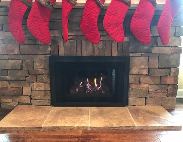 christmas fireplace with stockings