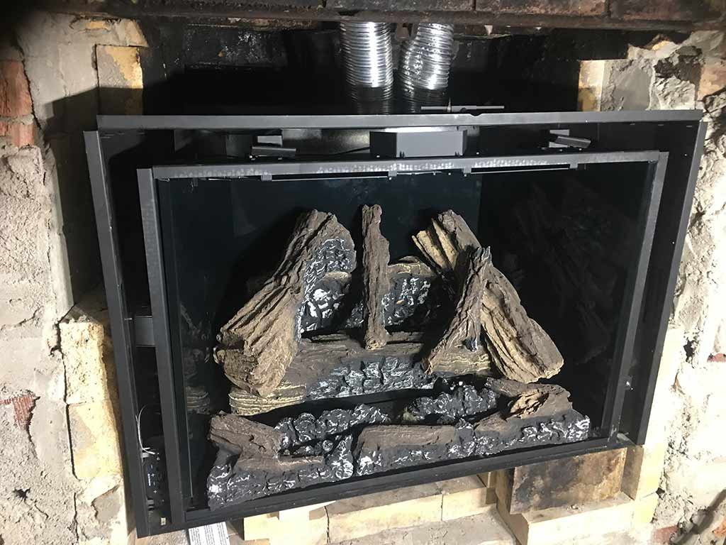 gas insert installed into existing chimney