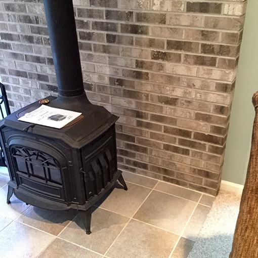 Wood Stove on Tile Surround