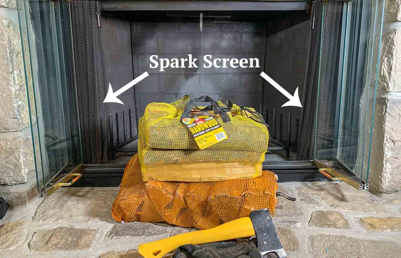 Example Fireplace Spark Screen with logs