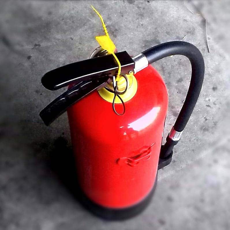 when burning a fire you need an extinguisher handy!