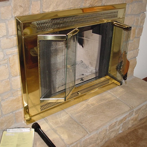 Gold Glass Fireplace Doors Bellows 