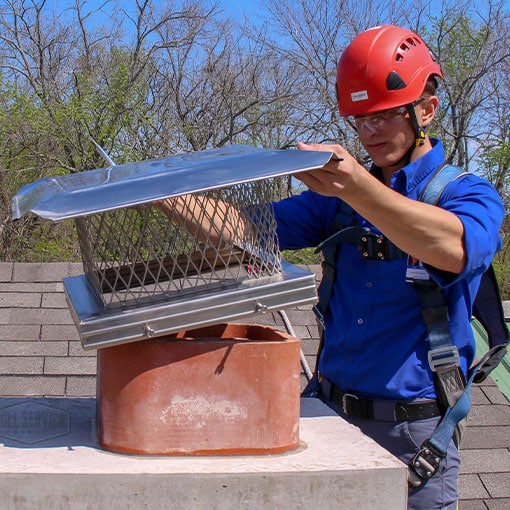 Prevent raccoon in chimney with a cap installation