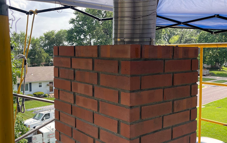 Masonry Repair Chimney during a liner installation