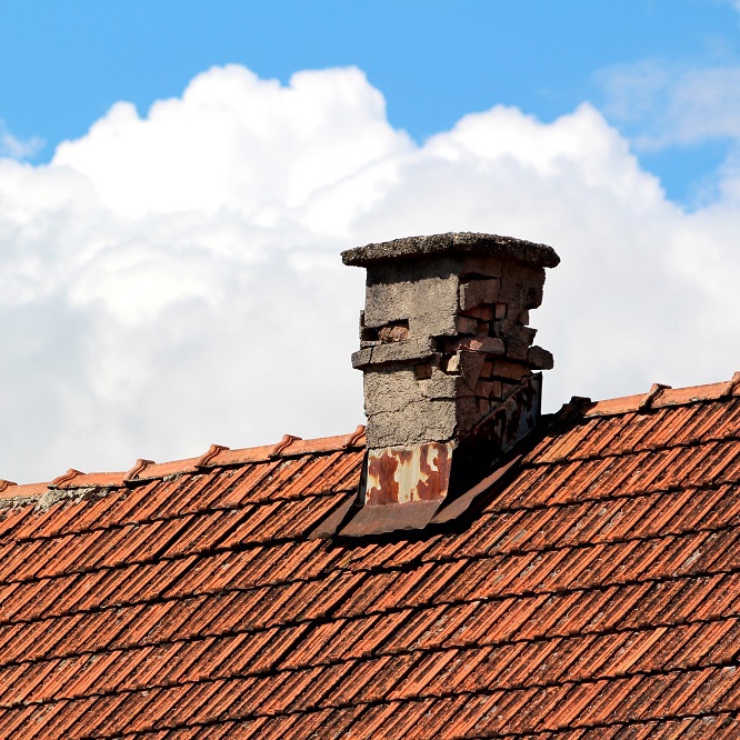 broken red building bricks chimneys