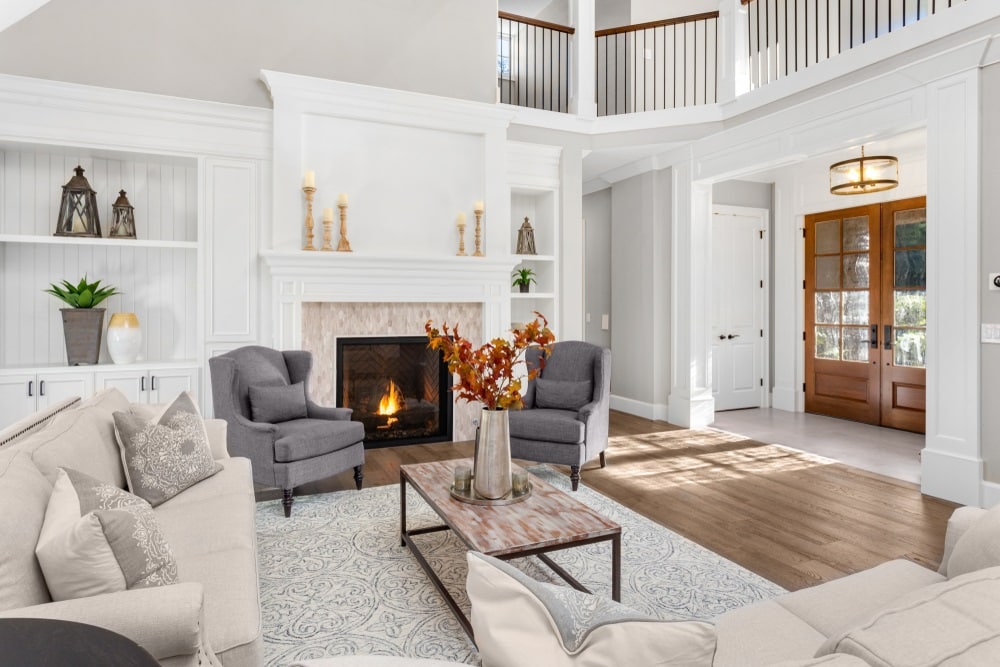 Beautiful living room in new traditional style luxury home Beautiful living room in new traditional style luxury home
