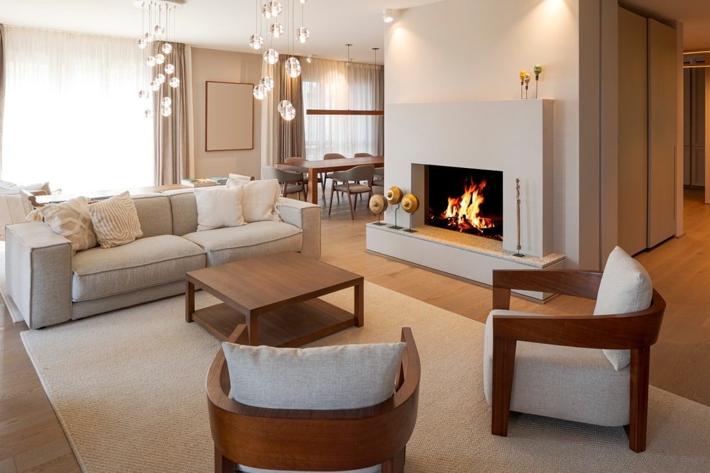 Elegant living room with fireplace